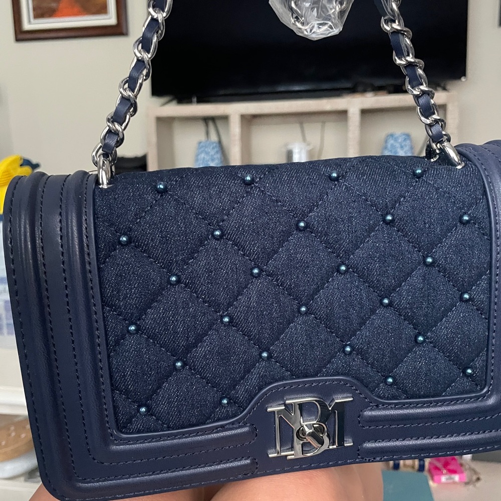 Denim Dark Blue Quilted Shoulder Bag